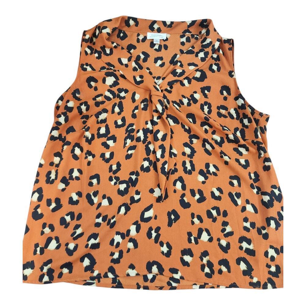 Tahari Arthur S. Levine womens sz 1XL animal print blouse sleeveless leopard
